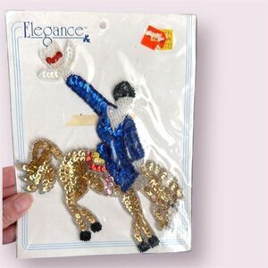 ELEGANCE Vintage 90s Bucking Bronco Western Sequin Applique *NEW*